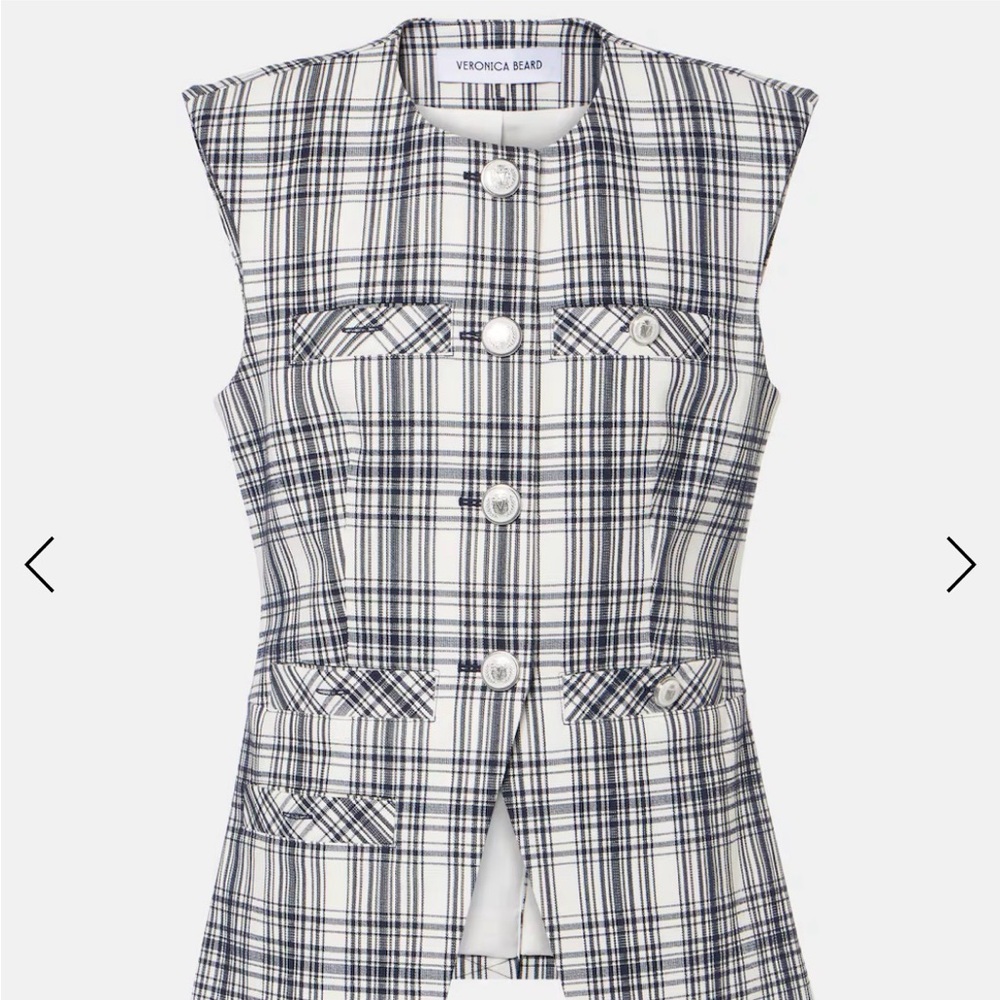 Veronica Beard Navy and White Plaid Blazer